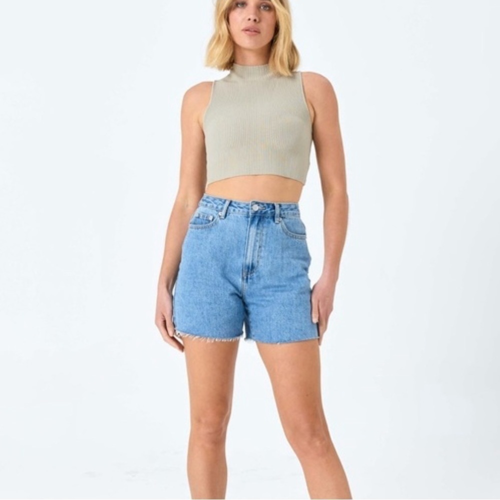 Glassons - Ribbed - Crop Top - Mock Neck - Tank - SMALL